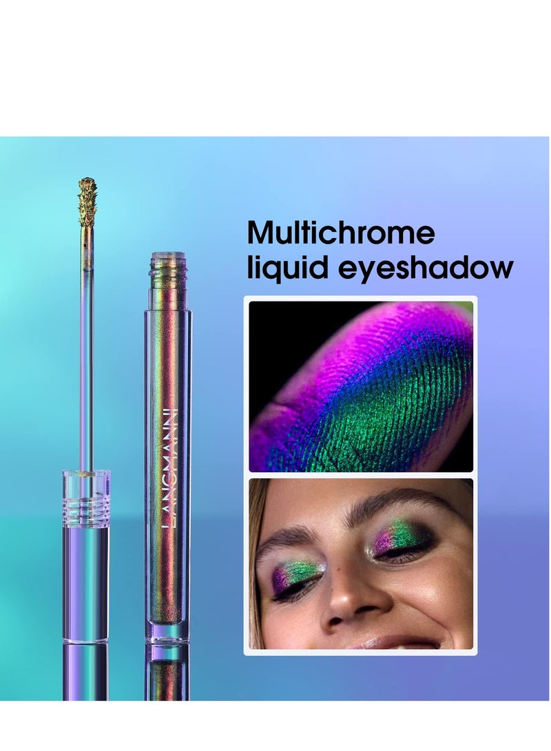 3 Pcs Multicolor Eyeshadow, 3 Color Metallic Liquid Chameleon Eyeshadow Multidimensional Eye Makeup Long Lasting Holographic Glitter Waterproof and Long Lasting Crease-Free Eyeshadow Makeup Gift Set