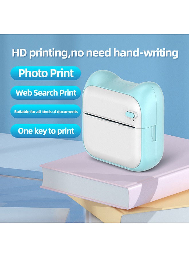 Mini Pocket Photo Printer Portable Thermal Printing Machine 203dpi Wireless BT Connection with 5 Rolls Adhesive Thermal Paper 6 Rolls Non-adhesive Thermal Paper 57*25mm