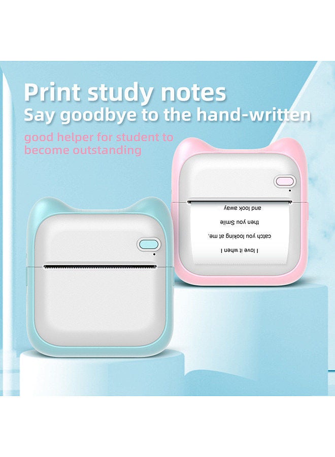 Mini Pocket Photo Printer Portable Thermal Printing Machine 203dpi Wireless BT Connection with 5 Rolls Adhesive Thermal Paper 6 Rolls Non-adhesive Thermal Paper 57*25mm