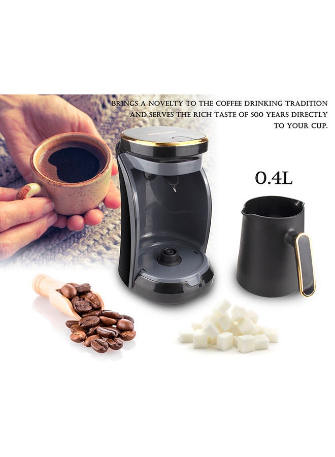 Turkish Coffee Maker Up To 4 Cups Turkish Coffee Machine For Slowly Brewed Delicious Turkish Coffee/Light & Sound Indicator/Overheat Protection 500 W STCM-4962 Gold/Black