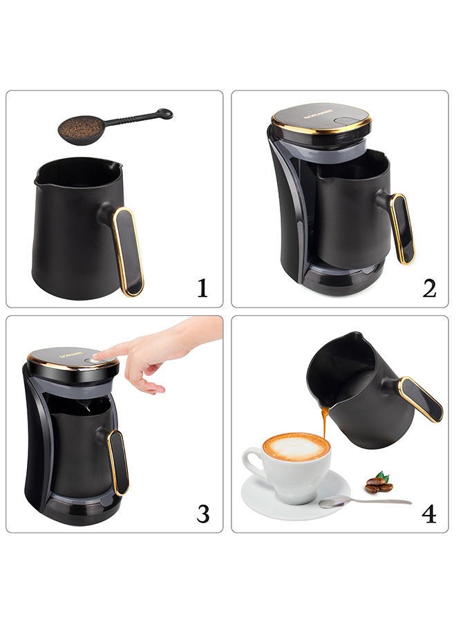 Turkish Coffee Maker Up To 4 Cups Turkish Coffee Machine For Slowly Brewed Delicious Turkish Coffee/Light & Sound Indicator/Overheat Protection 500 W STCM-4962 Gold/Black