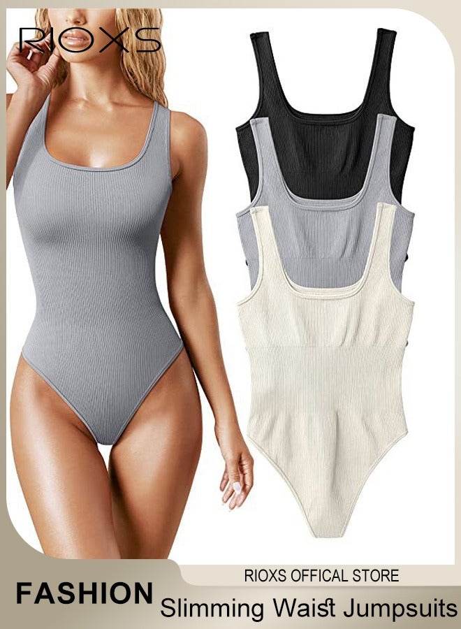 Women Body Suit Tops Shape Wear Tank Seamless Tummy Control Slimming Waist Jumpsuits U-Neck Sculpting Body Shaper