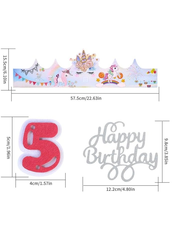 Birthday Crown, Birthday Children's Crown Girls Interchangeable Numbers from 0-9, Stickers Birthday Fabric Crown Gifts for Girls Boys Children Birthday Decoration