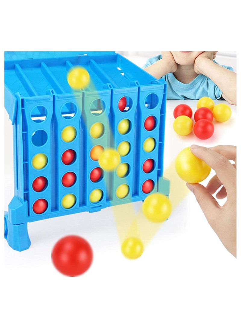 Classic Grid Board Game Connect Shots Folding Bouncing Linking Bounce 4 in a Row Link Up 4 Ball Children's Educational Puzzle Toys Parent Child Interaction Table Birthday Gift for Kids