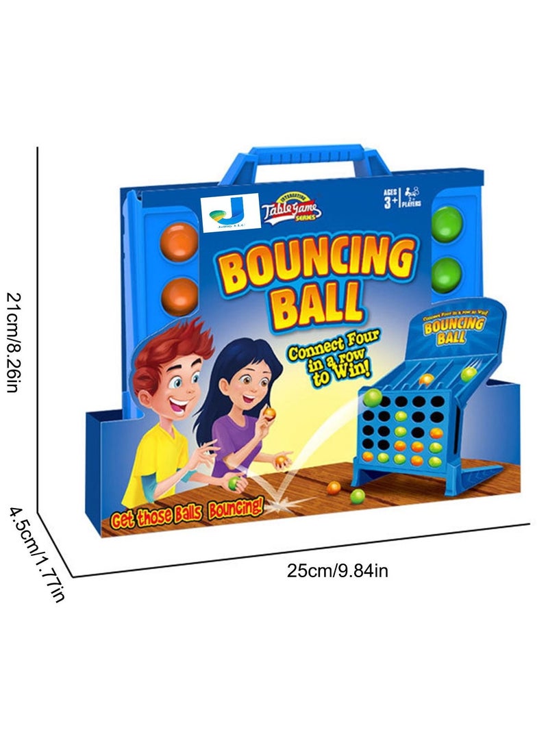 Classic Grid Board Game Connect Shots Folding Bouncing Linking Bounce 4 in a Row Link Up 4 Ball Children's Educational Puzzle Toys Parent Child Interaction Table Birthday Gift for Kids