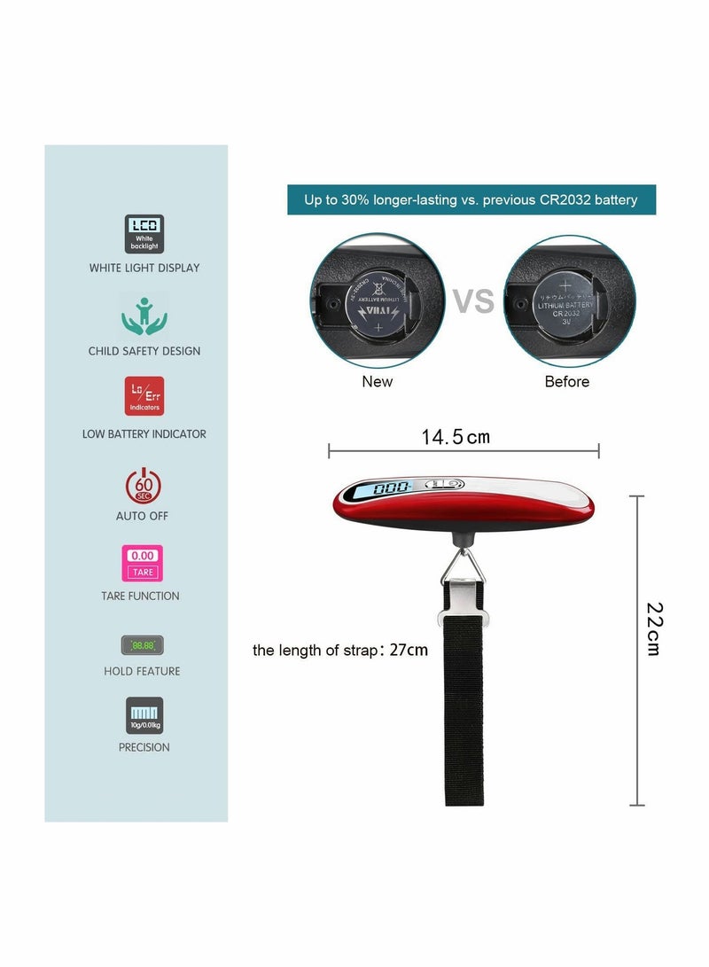 Portable Digital Luggage Scale - Handheld Travel Weighing Scale with Backlight for Suitcases and Bags, High Capacity for Accurate Measurements