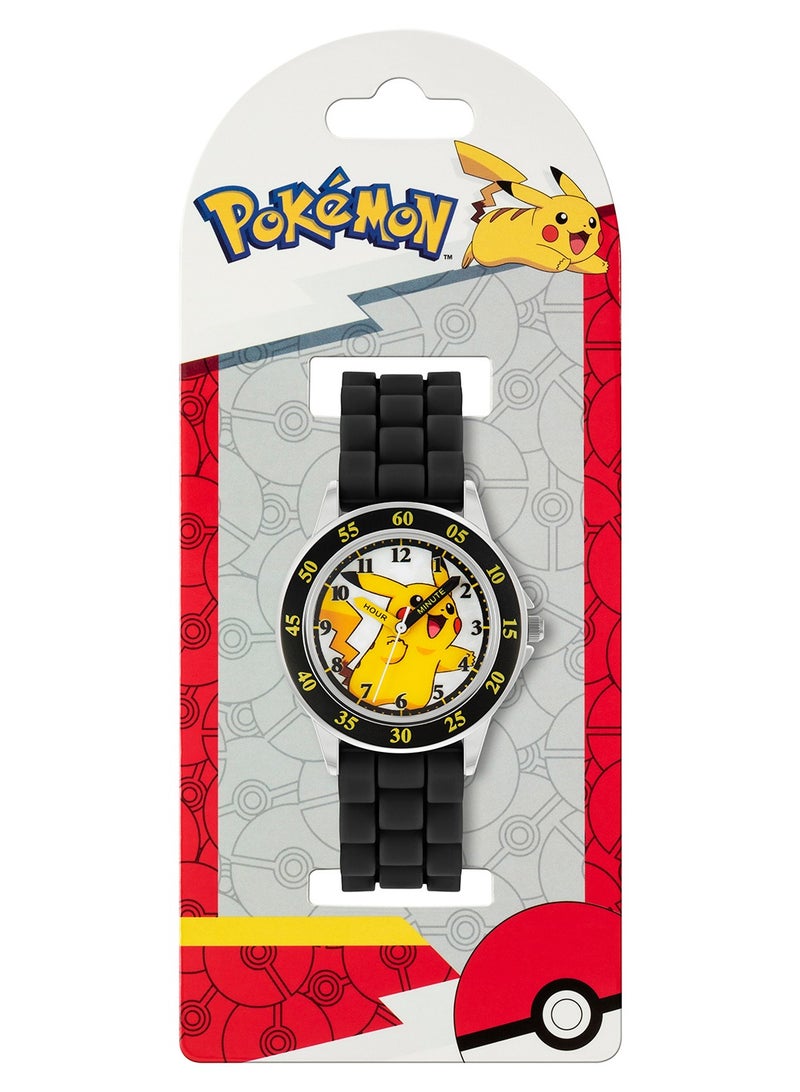 Pokémon Black Silicone Strap Time Teacher Watch For Boys - POK9048ARG