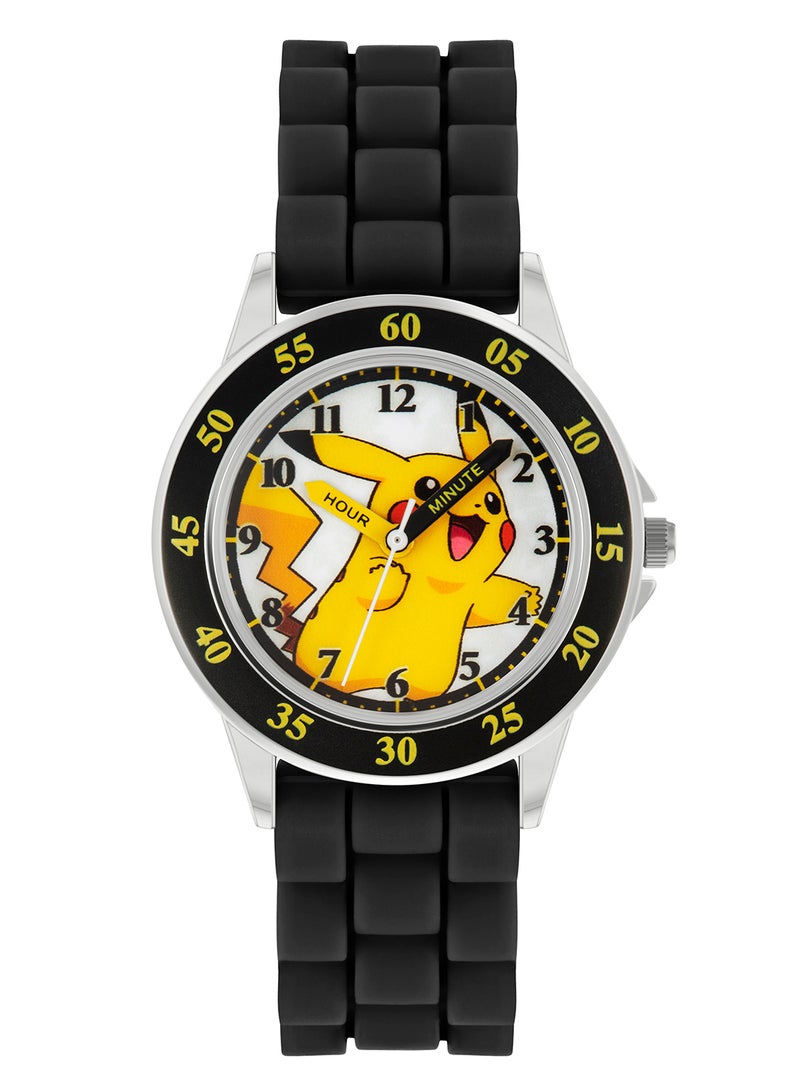 Pokémon Black Silicone Strap Time Teacher Watch For Boys - POK9048ARG