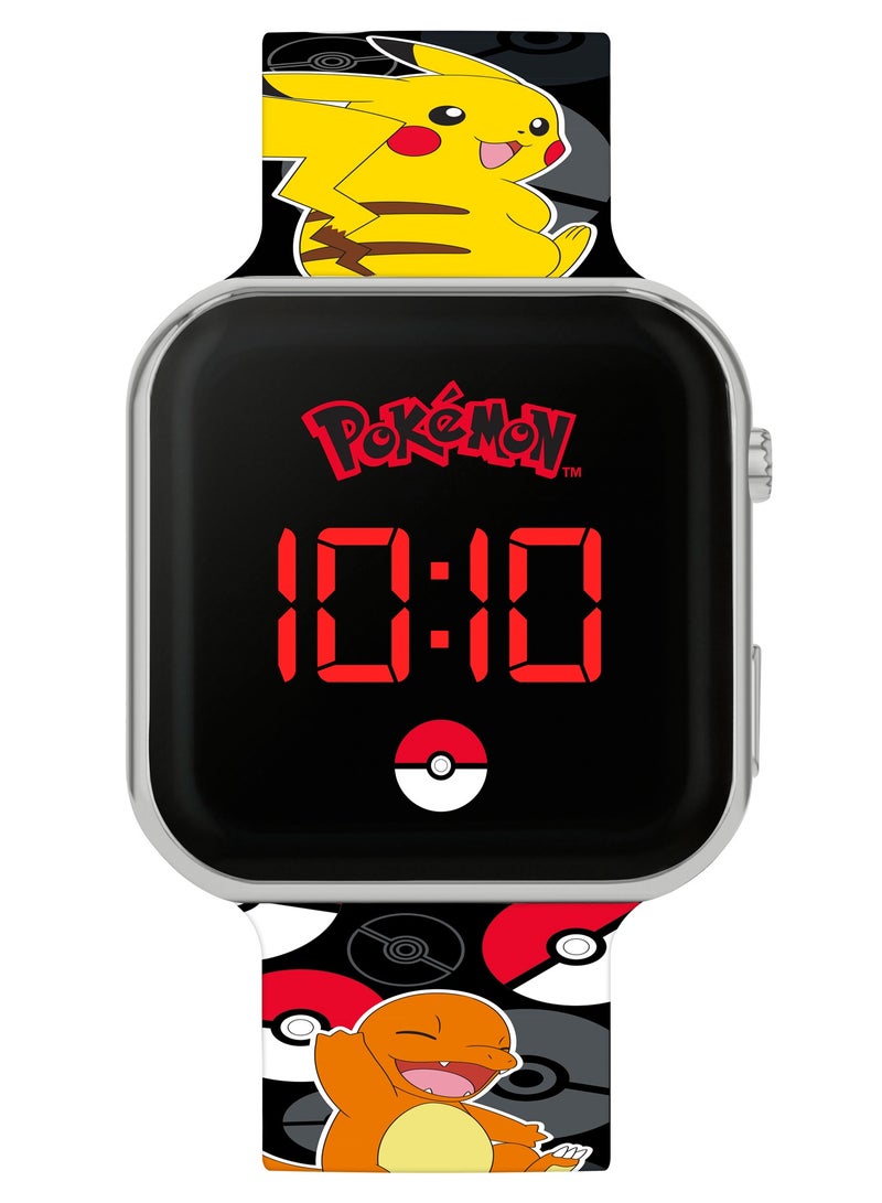 Pokémon Black LED Watch with Printed Character Strap - POK4322ARG