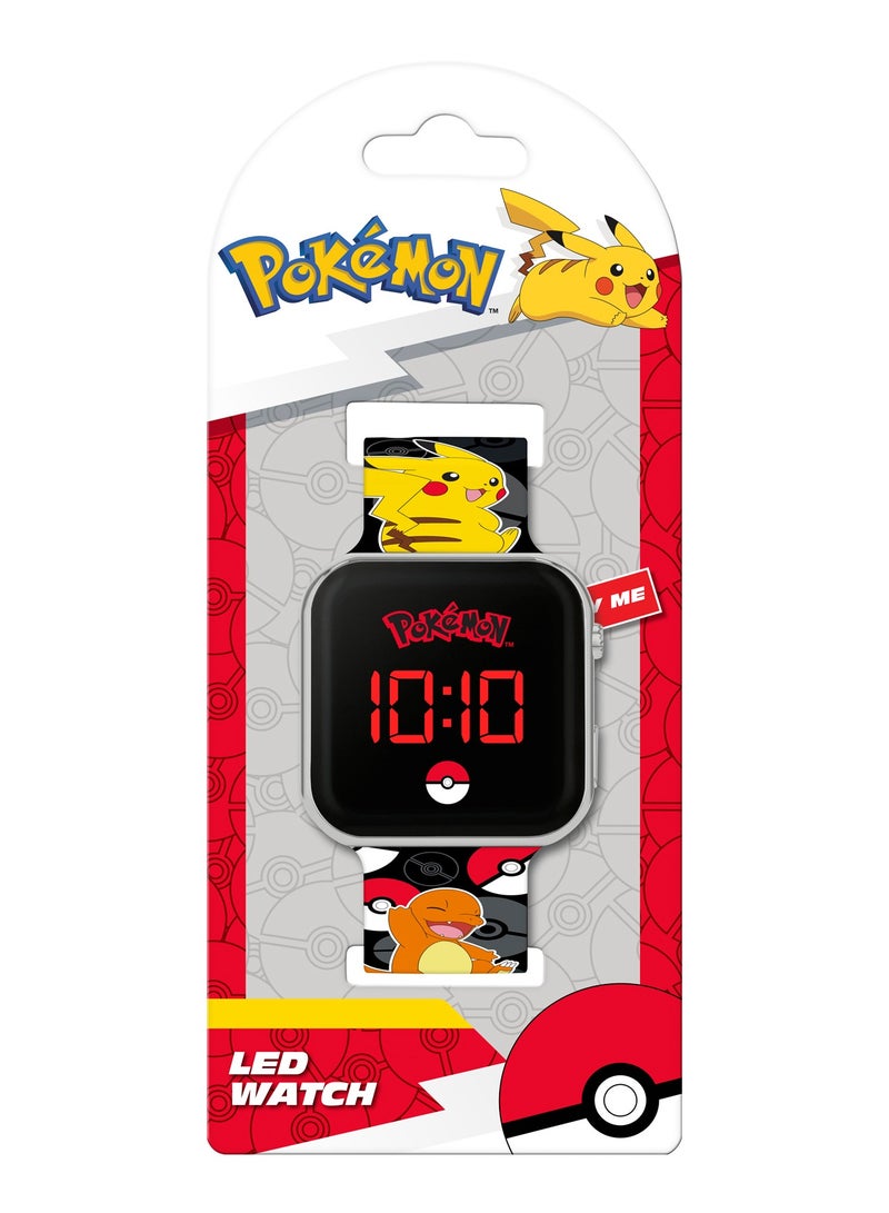 Pokémon Black LED Watch with Printed Character Strap - POK4322ARG