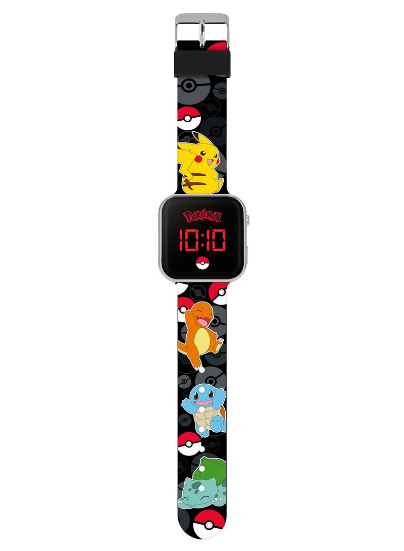 Pokémon Black LED Watch with Printed Character Strap - POK4322ARG