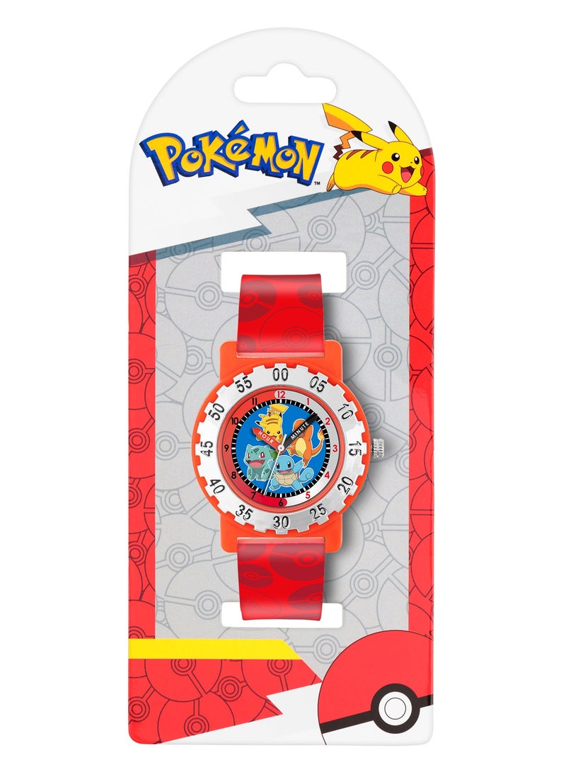 Pokémon Red Strap Character Dial Time Teacher Boys Watch - POK4194