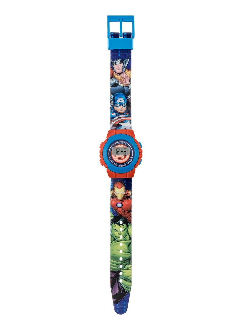 Disney Marvel Avengers Red & Blue Character Print Digital Watch - AVG4818