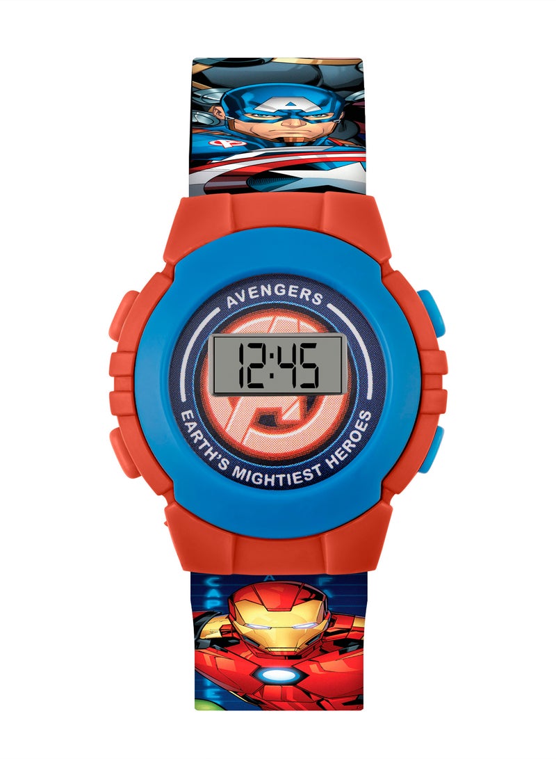 Disney Marvel Avengers Red & Blue Character Print Digital Watch - AVG4818