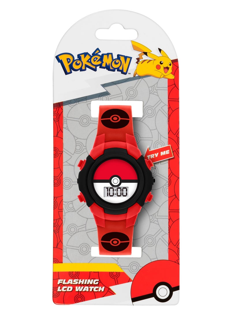 Pokémon Character Print & Dial Digital Flashing Boys Watch - POK4127