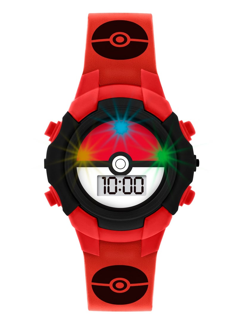 Pokémon Character Print & Dial Digital Flashing Boys Watch - POK4127