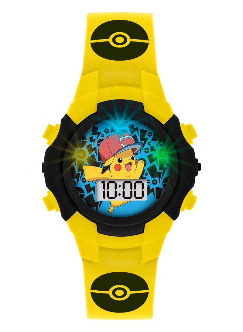 Pokémon Character Print & Dial Digital Flashing Boys Watch - POK4128