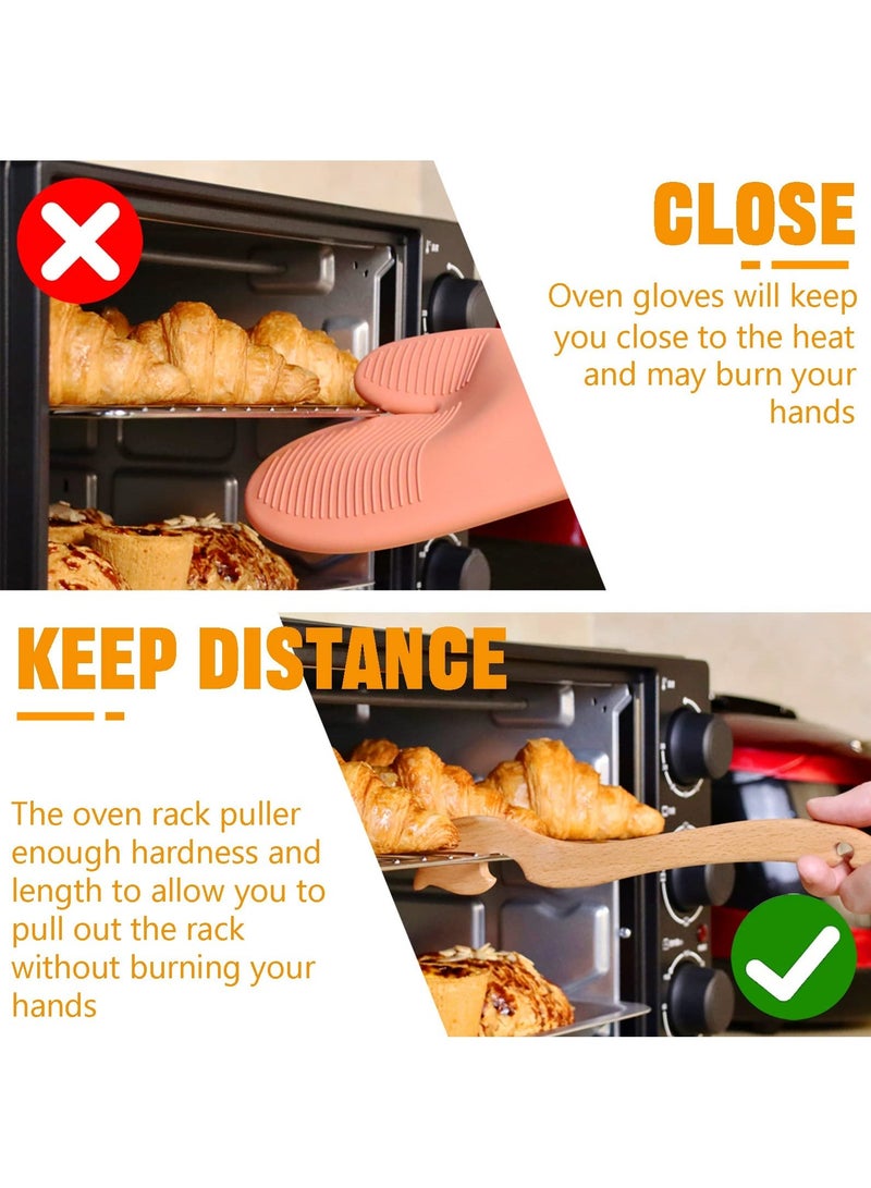 Wooden Oven Rack Puller Stick, Push Pull Tool with Longer Handle Out Hot Racks, Prevent Scalding Toaster Accessories Ideal for Kitchen Oven, oven, Air fryer