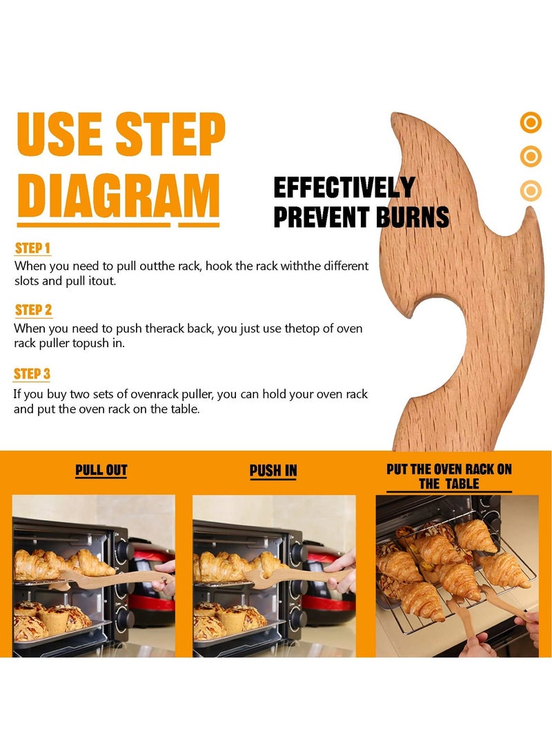 Wooden Oven Rack Puller Stick, Push Pull Tool with Longer Handle Out Hot Racks, Prevent Scalding Toaster Accessories Ideal for Kitchen Oven, oven, Air fryer