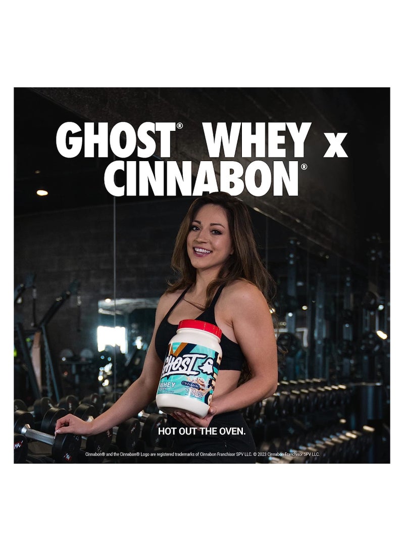 Whey Protein Powder, Cinnabon - 2LB Tub, 25G of Protein - Cinnamon Roll Flavored Isolate, Concentrate & Hydrolyzed Whey Protein Blend - Post Workout Shakes - Soy & Gluten Free