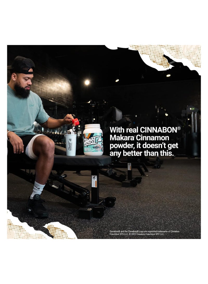 Whey Protein Powder, Cinnabon - 2LB Tub, 25G of Protein - Cinnamon Roll Flavored Isolate, Concentrate & Hydrolyzed Whey Protein Blend - Post Workout Shakes - Soy & Gluten Free