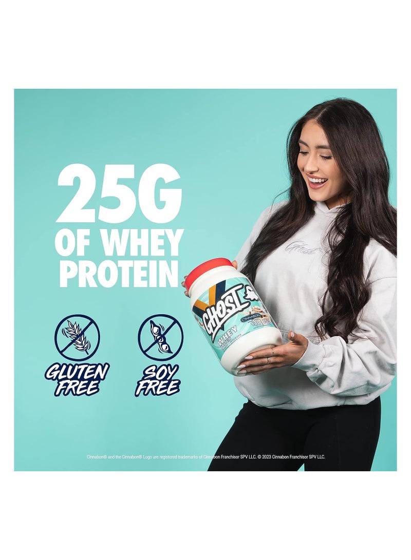 Whey Protein Powder, Cinnabon - 2LB Tub, 25G of Protein - Cinnamon Roll Flavored Isolate, Concentrate & Hydrolyzed Whey Protein Blend - Post Workout Shakes - Soy & Gluten Free