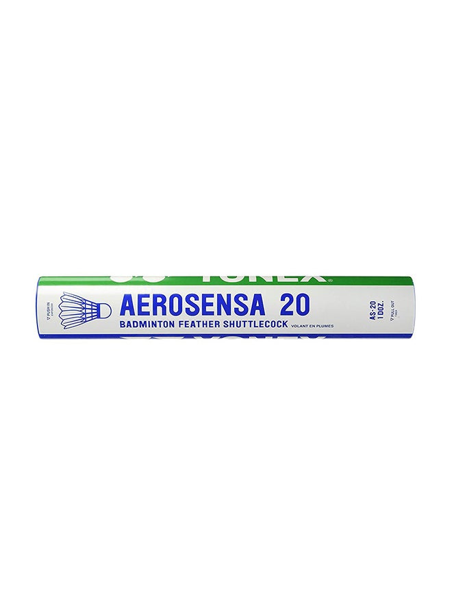 12-Piece Aerosensa 20 Shuttlecock 16 x 4 x 4cm