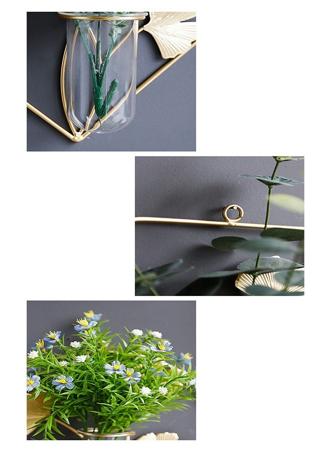3-piece Wall Mounted Dried Flower Vase With Square Metal Bracket Home Living Room Background Wall Decoration Pendant