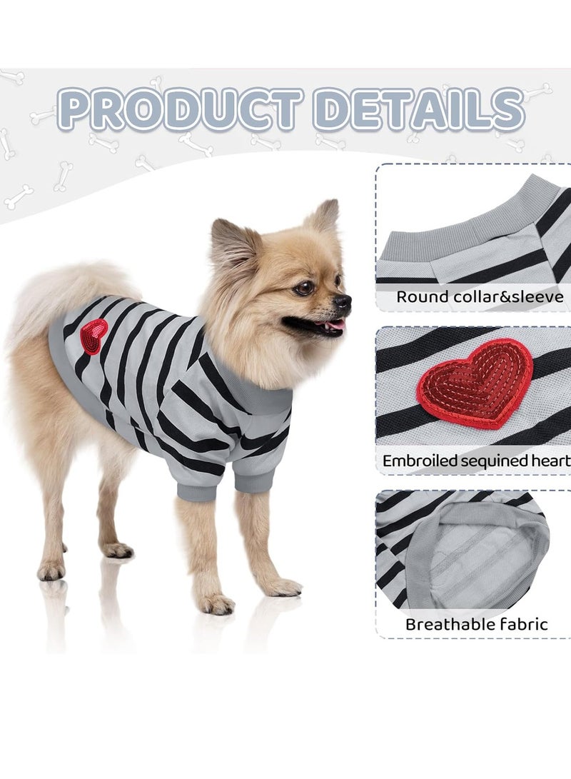 Dog Clothes for Small Dogs 4Pcs Striped Pet T-Shirts Summer Cotton Puppy Shirt Top for Small Medium Dogs Cats