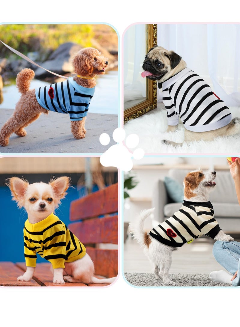 Dog Clothes for Small Dogs 4Pcs Striped Pet T-Shirts Summer Cotton Puppy Shirt Top for Small Medium Dogs Cats