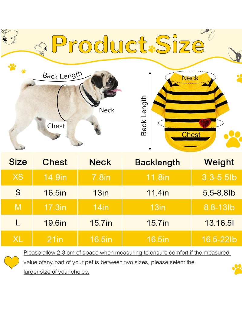 Dog Clothes for Small Dogs 4Pcs Striped Pet T-Shirts Summer Cotton Puppy Shirt Top for Small Medium Dogs Cats