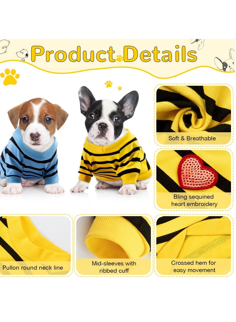 Dog Clothes for Small Dogs 4Pcs Striped Pet T-Shirts Summer Cotton Puppy Shirt Top for Small Medium Dogs Cats