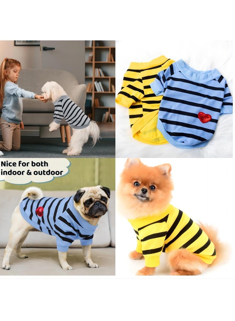 Dog Clothes for Small Dogs 4Pcs Striped Pet T-Shirts Summer Cotton Puppy Shirt Top for Small Medium Dogs Cats