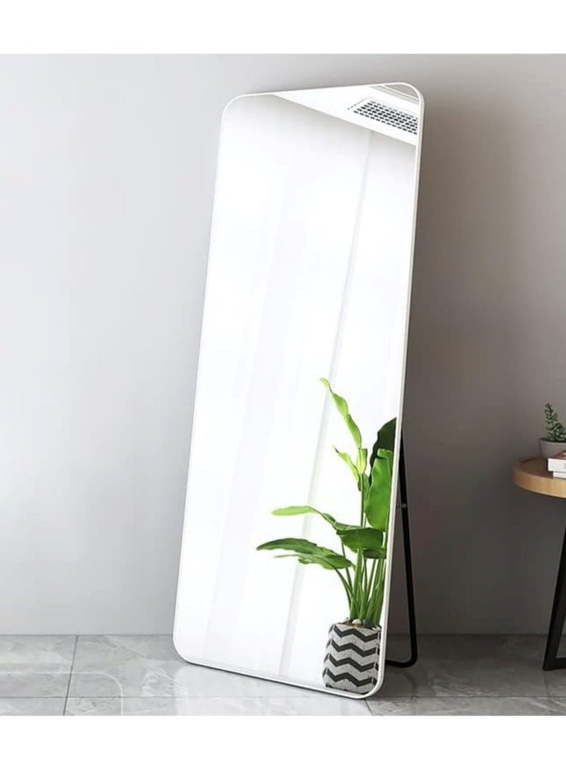 Aluminum Alloy Frame Floor Mirror With Stand White 150 x 40 cm