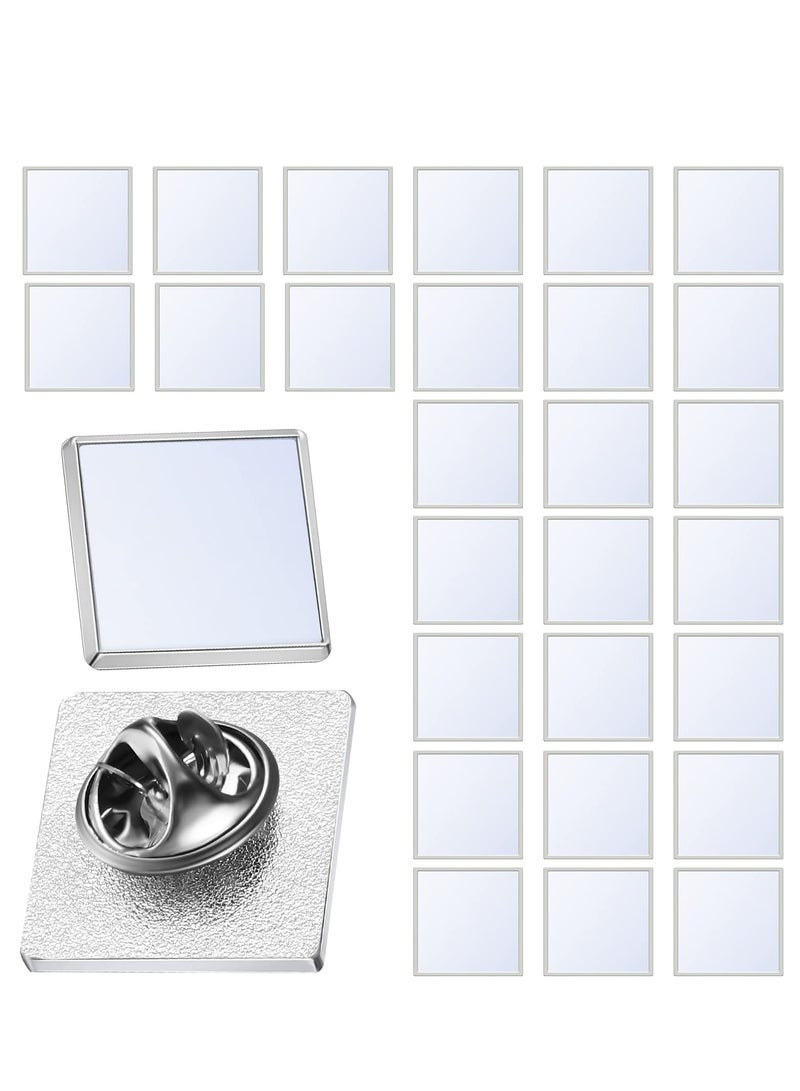 Sublimation Blank Aluminum Pins, DIY Button Badge Kit with Butterfly Pin Backs for Craft Jewelry Making Supplies (Square, 0.75 Inch) - 20 Pieces