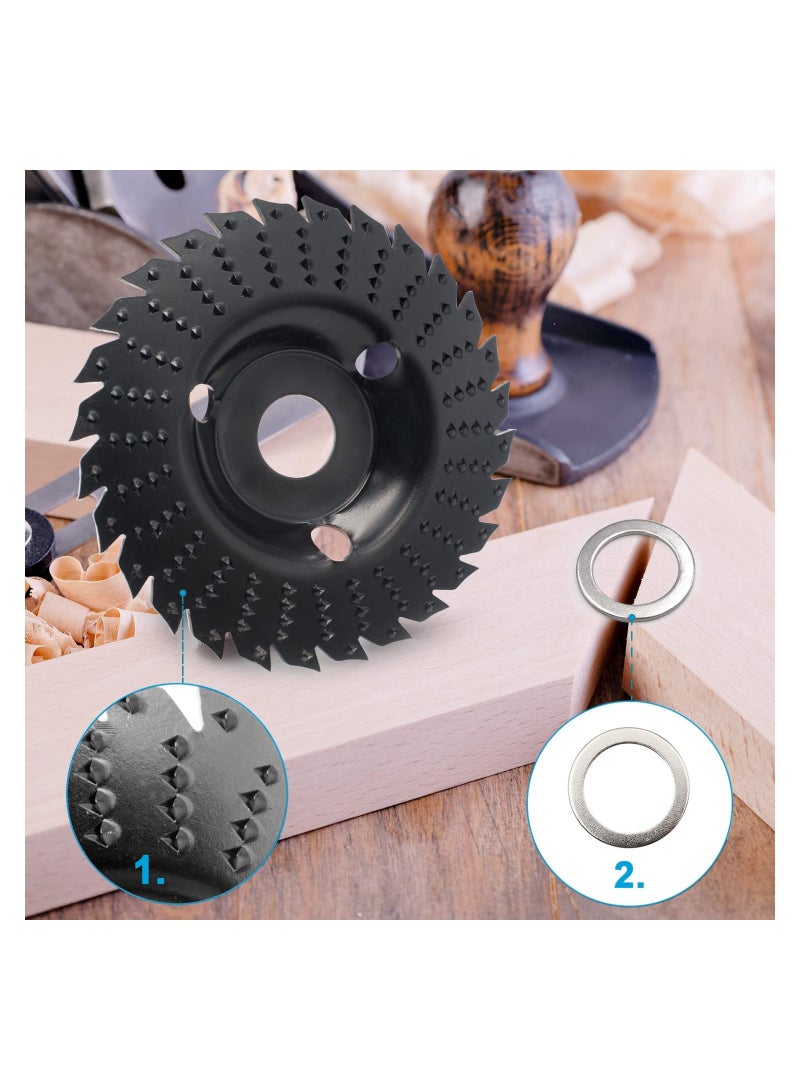 Wood Grinding Wheel, 125 mm Wood Carving Disc Wood Cutting Wheel, Angle Grinder Disc Carving Disc, Inner Diameter 16mm, With 22mm-16mm converter