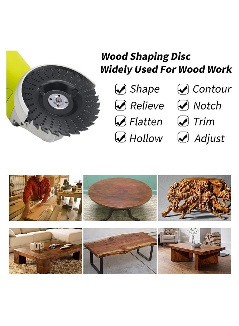 Wood Grinding Wheel, 125 mm Wood Carving Disc Wood Cutting Wheel, Angle Grinder Disc Carving Disc, Inner Diameter 16mm, With 22mm-16mm converter