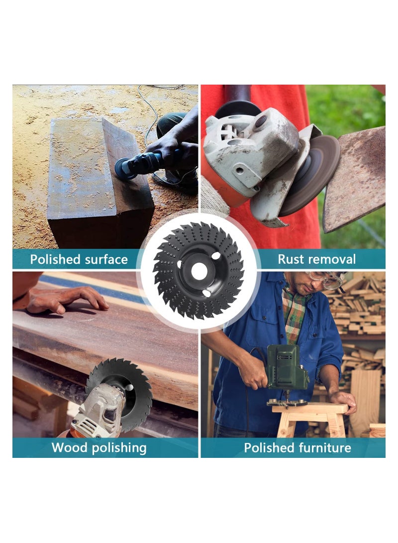 Wood Grinding Wheel, 125 mm Wood Carving Disc Wood Cutting Wheel, Angle Grinder Disc Carving Disc, Inner Diameter 16mm, With 22mm-16mm converter