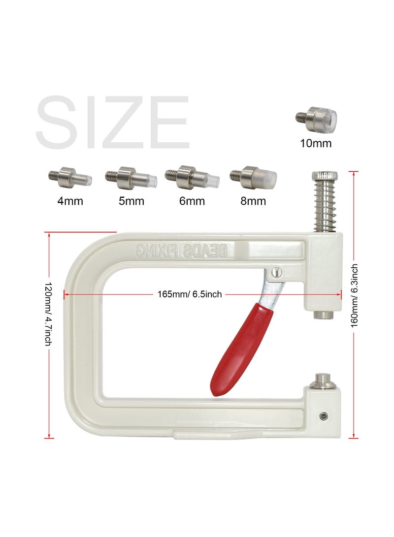 Pearl Setting Machine with Hand Press Tools, 5 Sizes of Colorful No-Hole Round Pearl Beads and Rivet Studs, Ideal for DIY Accessories on Hats, Clothes, and Skirts.