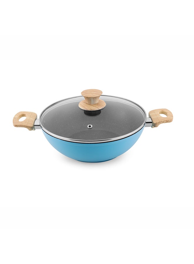 Ucook Culinara Granite Kadhai+Lid 26cm-blue