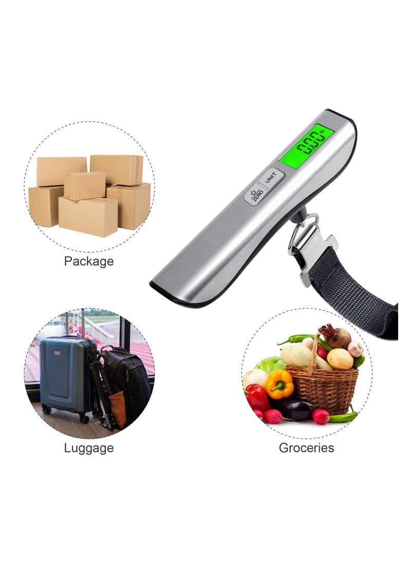 Digital Hanging Luggage Scale - Portable Handheld Baggage Scale with 110 Lbs Capacity, Green Backlight LCD Display, Auto Data Lock Function for Travel Suitcases and Weighing Needs.