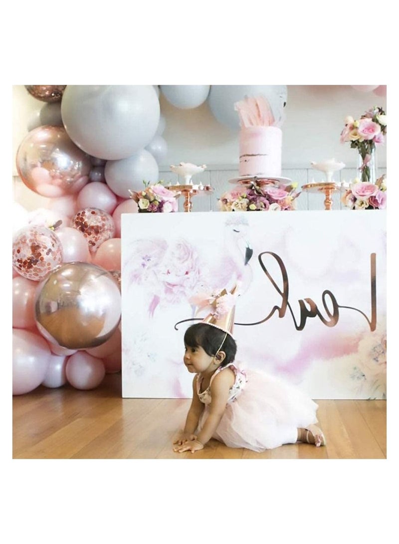 Balloon Garland Arch Kit Comes 169 Pcs 5 To 18 Inches Macaron Pastel Colorful Thicken Used for Wedding Decoration Birthday Party Baby Shower Supplies (Pink-Gray)