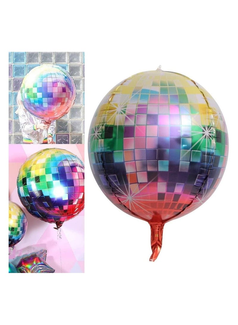 Large Disco Ball Balloons for Party Decorations 22 Inches 360 Degree 4D Round Sphere Foil Metallic Disc Theme for Birthday, Bachelorette, Wedding, Baby Shower (6pcs)