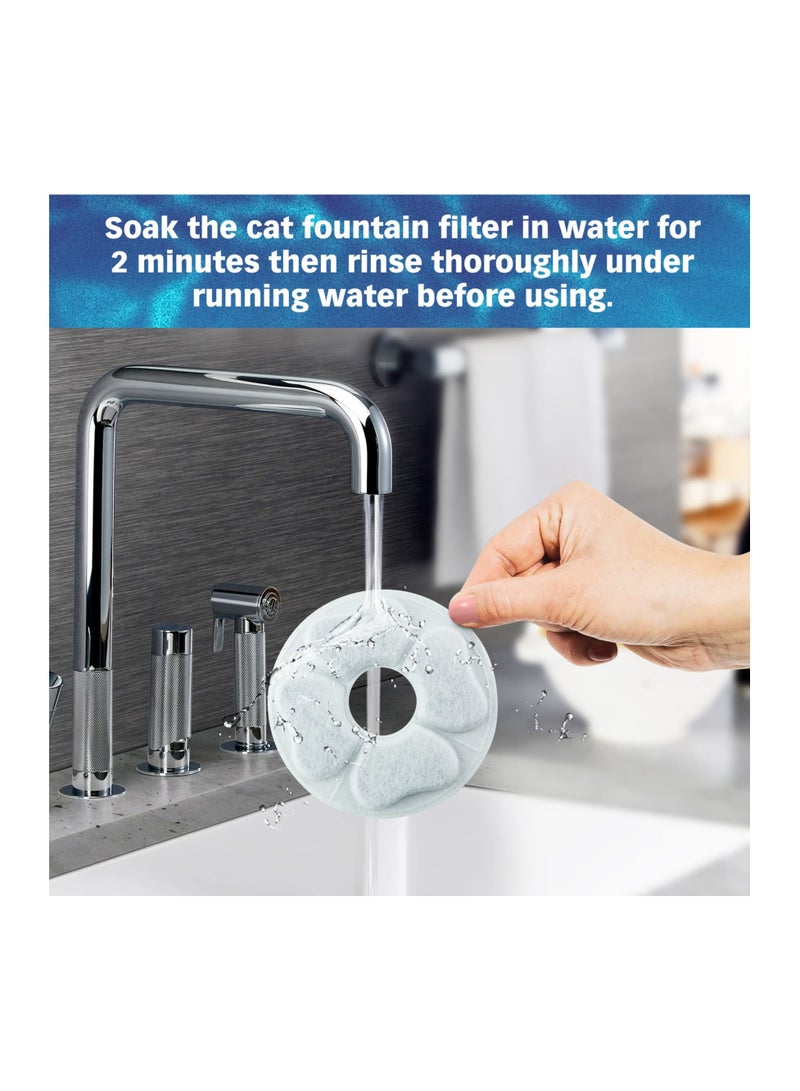 Cat Water Fountain Replacement Filters, Compatible with Kastty 101oz/3L Fountain, 12PCS Activated Carbon and PP Cotton Filters for Pet Water Fountains.