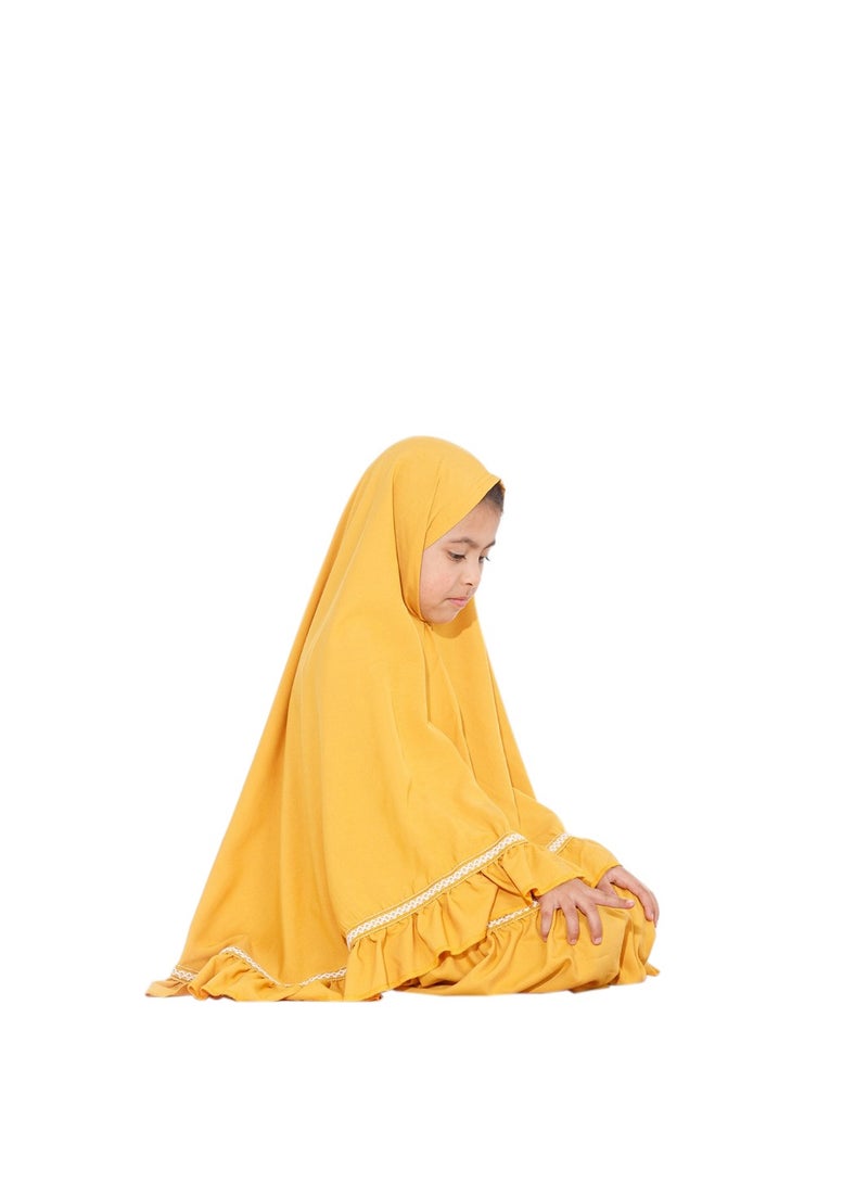 Ruffle Prayer Set For Girls Yellow Color