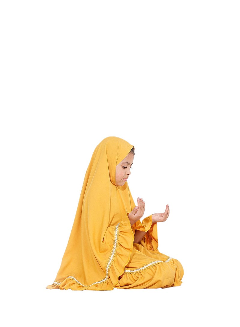 Ruffle Prayer Set For Girls Yellow Color