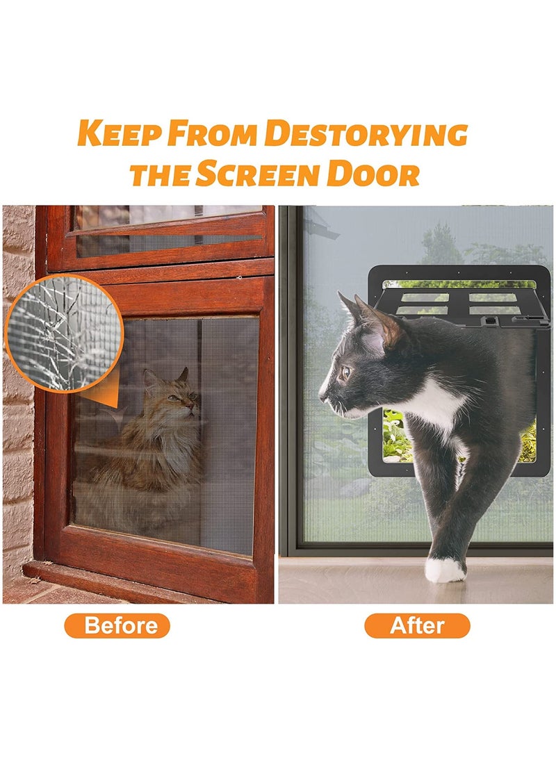 Cat Screen Door Pet Screen Door Dog Door for Screen Door with Magnetic Flap 4 Way Switch Control Access Sturdy and Anti-Falling