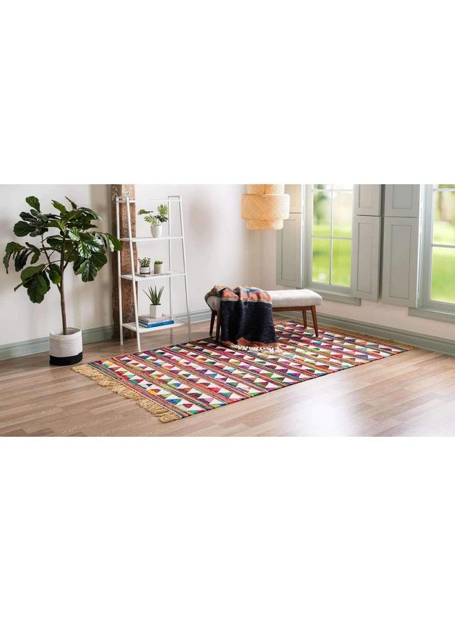 Chindi Trellis Collection Modern Geometric Bright Colors Southwestern Area Rug (2' 0 X 3' 0 Rectangular Multi Ivory)