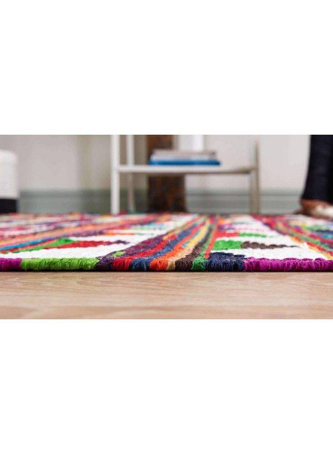 Chindi Trellis Collection Modern Geometric Bright Colors Southwestern Area Rug (2' 0 X 3' 0 Rectangular Multi Ivory)