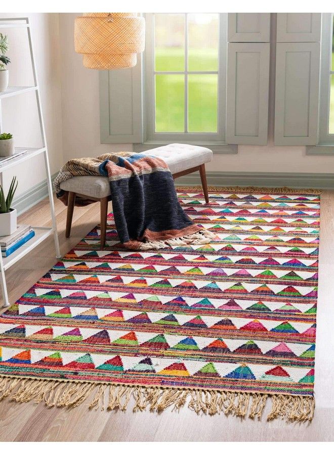 Chindi Trellis Collection Modern Geometric Bright Colors Southwestern Area Rug (2' 0 X 3' 0 Rectangular Multi Ivory)